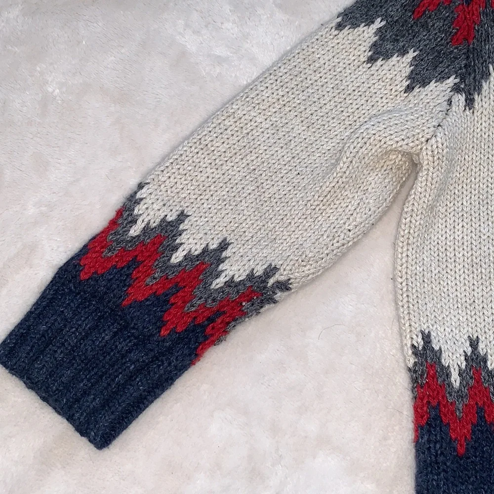 GAP Baby Boy Knit Sweater 18-24M Blue Cream Red Gray EUC